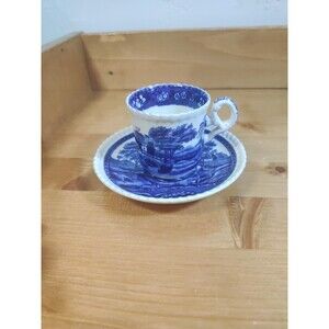 Vintage Copeland Spode’s Blue Tower England Demitasse Cup & Saucer Set